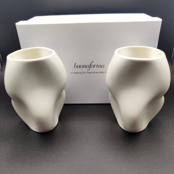 Ergonomic Design Porcelain Tumblers Curved Modern Ciao Bella 12oz Set of 2 Cups - Picture 1 of 7